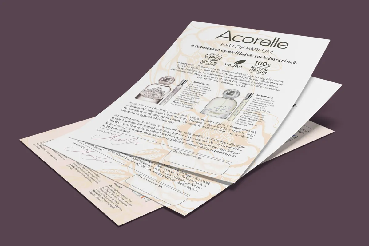 Acorelle flyer - front