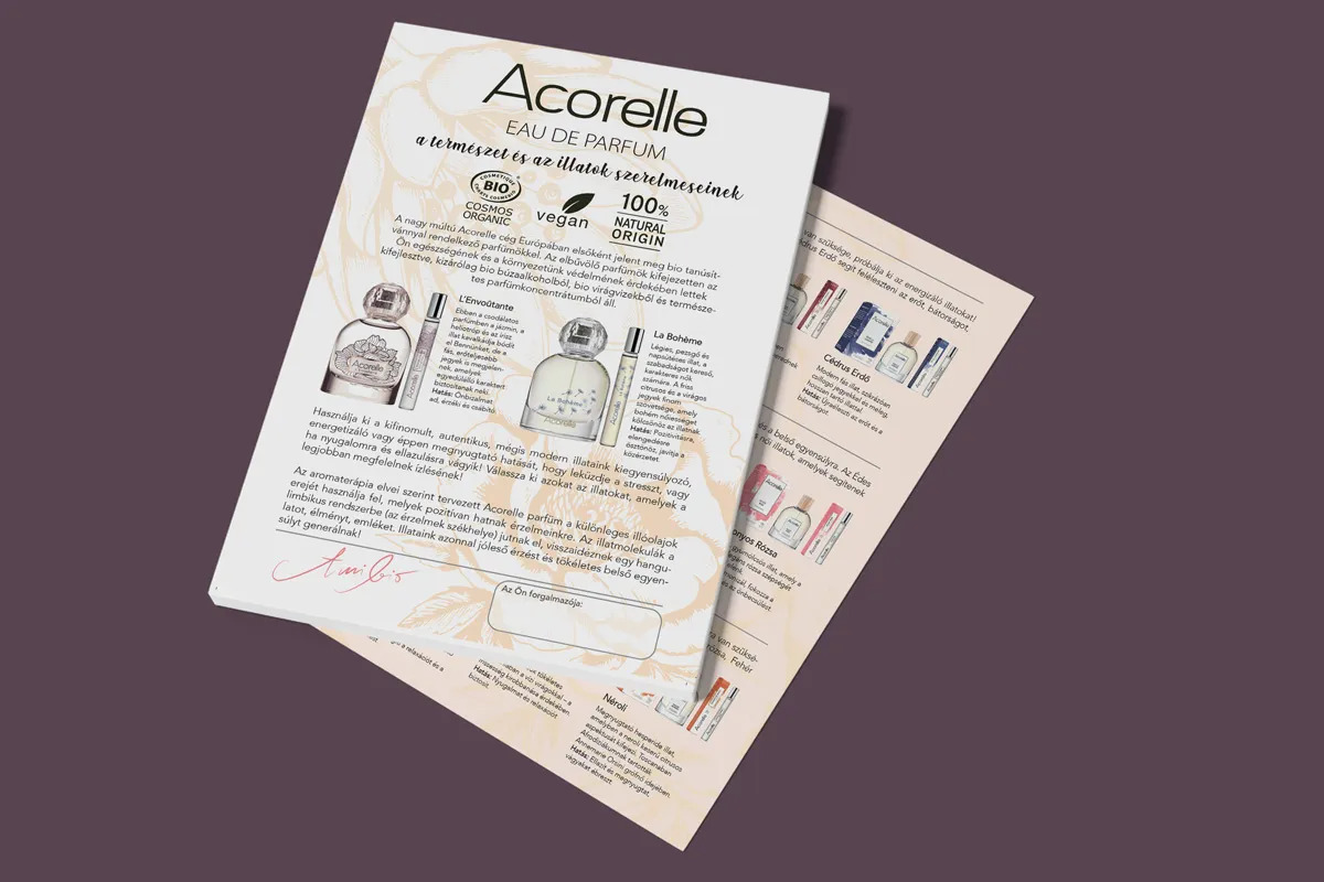 Acorelle flyer - front