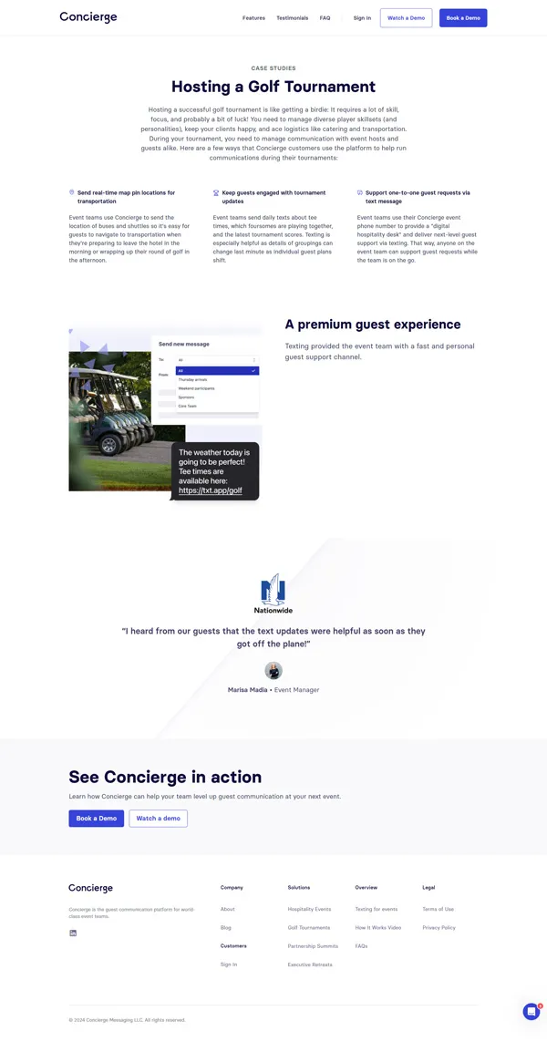 Concierge case study page