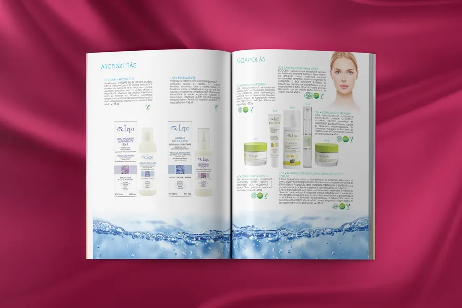Lepo brochure - inside spread, face care products