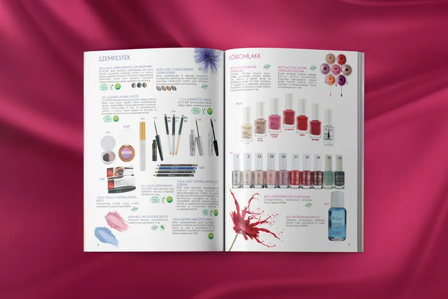 Lepo brochure - inside spread, eye make-up and nail varnishes