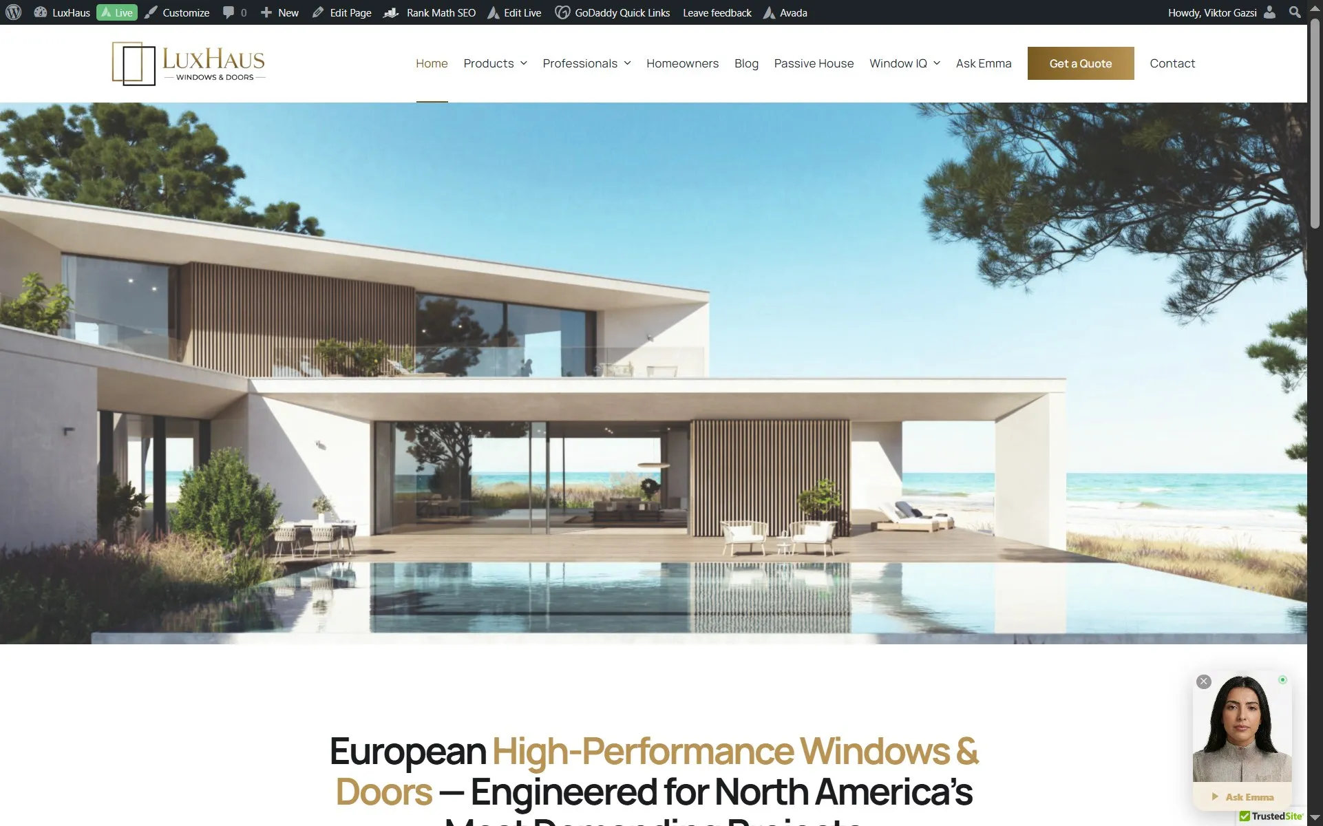 Emma launcher button on the LuxHaus homepage