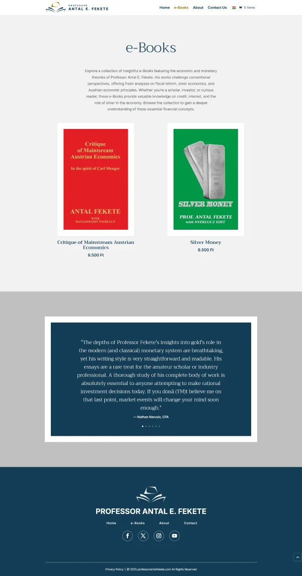 Professor Antal E. Fekete Shop Page